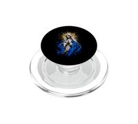 Œuvre d'art sacrée catholique de prière Abstraite de la Vierge Marie Bleue PopSockets PopGrip pour MagSafe