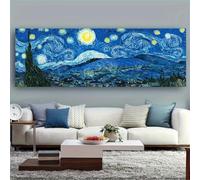 Œuvre d'art vibrante « Ciel étoilé » Impression sur toile abstraite Affiche moderne esthétique grand format Impression d'art horizontale Décor murale pour la maison 30x90cm/12x35in cadre intérieur