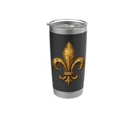 Œuvre d'art vintage Fleur de Lis héraldique Gobelet isotherme en acier inoxydable double paroi