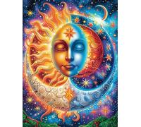Œuvre d'art Visage de déesse Soleil et Lune 1000 Pièces Puzzle Adulte en Carton Rigide Haute Qualité Mythes Animal Plante Difficile Niveau Expert Anti-Stress Jeu De Société Idée Cadeau Annivers