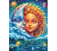 Œuvre d'art Visage de déesse Soleil et Lune 300 Pièces Puzzle Adolescent en Carton Rigide Mythes Animal Plante Difficulté Moyenne Activité Éducative Voyage Déplacement Cadeau Anniversaire Petit