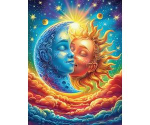 Œuvre d'art Visage de déesse Soleil et Lune 500 Pièces Puzzle Collectionneur en Carton Rigide sans Déformation Mythes Animal Plante Très Difficile Motif Complexe Décoration Murale Qualité Premi