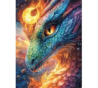 Œuvre d'art Visage de Dragon 1000 Pieces Casse-tête Expert Confirmé en Carton Haute Densité Épais Contes de fées Animaux et Plantes Très Difficile Anti-Stress Loisir Créatif Cadeau Fête des Pères Pr