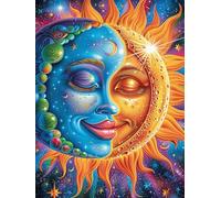 Œuvre d'art Visage de la déesse Soleil et Lune 1000 Pieces Casse-tête Adulte en Carton Haute Densité Difficile Motif Complexe Décoration Murale Anti-Stress Idée Cadeau Anniversaire 1000 PCS
