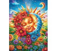 Œuvre d'art Visage de la déesse Soleil et Lune 1000 Pieces Casse-tête Collectionneur en Carton sans Déformation Très Difficile Motif Complexe Décoration Murale Cadeau Noël Premium 1000 PCS