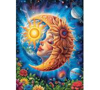 Œuvre d'art Visage de la déesse Soleil et Lune 300 Pieces Casse-tête Adulte en Carton Haute Qualité Très Difficile Haute Difficulté Anti-Stress Décoration Murale Cadeau Fête des Pères 300 PCS