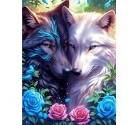 Œuvre d'art Yin-Yang de Deux Loups 500 Pièces Puzzle Collectionneur en Carton Anti-Déchirure Faune et Flore Haute Difficulté Motif Complexe Décoration Murale Collection Cadeau Premium 500 PCS