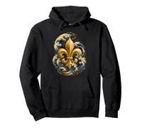 Œuvre héraldique d'inspiration Japonaise Fleur de lis Vague de l'océan Sweat à Capuche