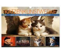 Œuvres d'art félines, Version française (Calendrier mural 2026 DIN A3 portrait), Calendrier CALVENDO mensuel