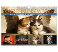 Œuvres d'art félines, Version française (Calendrier mural 2026 DIN A4 portrait), Calendrier CALVENDO mensuel
