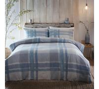 UW Home Appletree - Housse de Couette en Flanelle Bleue - Super King Size (260 x 220 cm) - Super Doux - 100% Coton Brossé - Literie Tartan Blanc & Bleu - Bleu Clair - Parure de Lit Carreaux Bleu Ciel