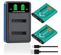 Uwayor Lot de 2 Batteries et chargeurs pour Olympus Li-40B Li-42B Nikon EN-EL10 Fujifilm NP-45 Pentax D-Li63 Kodak Klic-7006 Casio NP-80 Fujifilm FinePix XP50 XP60 J10 J15 J100 J110w T550 JX500 JX520