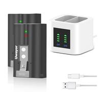 Uwayor Lot de 2 batteries rechargeables 6040 mAh avec station de charge pour caméra Ring Doorbell 2/3/4/3plus, Stick Up Cam intérieur et extérieur (2e et 3e génération) et caméra projecteur