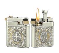 UWCORAHDO Briquet de tranchée Vintage Rechargeable au kérosène, mécanique, en Laiton, Coupe-Vent, Flamme Douce, Cadeau for Homme, père, Mari (Carburant Non Inclus)(Constantine)