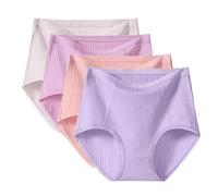 Uwdiohq 4 Femmes Grande Taille XL 6XL Haute Dames sous-Vêtements Couverture Complète pour Multipack Body Rouge Fille (Beige, XXXXXL) Culotte Femme Coton Ventre Plat Sexy Shorty Chair Culottes Et