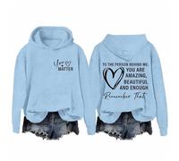 Uwdiohq À Capuche « À La Personne Derrière Moi » Unisexe « Chère Moi, Tu ES Déjà Incroyable » Pull Fille Noir (Light Blue, M) Sweat Shirt Femme Sweatshirts Sweet Plaid sans Hoodie Fourrure