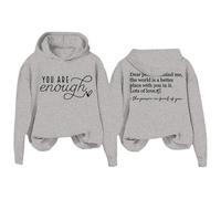 Uwdiohq À Capuche « Chère Personne Derrière Moi » T-Shirt -Shirt Unisexe Pyjama Couverture (Grey, XXL) Pull De Noel Femme XS Sexy Large sans Manche Grande Taille Sweat Plaid Adulte A Sports Et