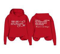 Uwdiohq À Capuche « Chère Personne Derrière Moi » T-Shirt -Shirt Unisexe Pyjama Couverture (Red, XL) Sweats Femme Jogging Sweat Allaitement Polaire sans Chaud Pull Double Couple Blanche Neige