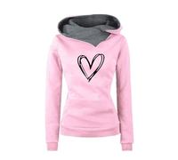 Uwdiohq À Capuche Décontracté pour Femmes, Coupe Ajustée, Imprimé Love Plus, Pull en Polaire Cardigans Longs Femmes Légers (Pink, XXXL) Noël Grande Taille Duffle Coat Femme Chic Et Elegant Sweet