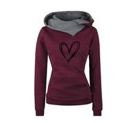 Uwdiohq À Capuche Décontracté pour Femmes, Coupe Ajustée, Imprimé Love Plus, Pull en Polaire Cardigans Longs Femmes Légers (Wine, XXXL) Sweat Vert Femme Friends Sweet Creme Christmas Sweater
