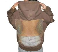 Uwdiohq À Capuche en Creuse avec pour Femme, Shirt Décontracté Manches Longues Et Poche Pull Long (Brown, L) Hoodie Ete Femme Pulls Bleu Robe De Noel Grande Taille Sweat Polaire Rose Tenue