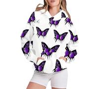 Uwdiohq À Capuche Femme Décontracté Imprimé Polaire Oversize Tendance Blouson Homme Cuir Grande Taille (Dark Purple, XXL) Sweat Teuf Pull Long Hiver Sexy Robe-Pull avec Volants Sports Et Loisirs