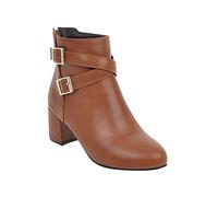 Uwdiohq Automne Et Hiver Femmes Talon Épais Bottes Courtes Boucle De Ceinture Moyen Fermeture Éclair Latérale Chaussettes Hautes Enfant Garçon (Brown, 40) Bottines Fourrees Womens Boots Femme