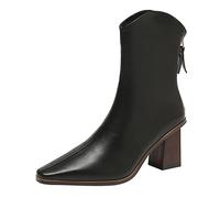 Uwdiohq Automne Femmes Bottines Talon Épais Moyen Pointu Fermeture Éclair Chaussure Escarpin Or Fourrees Femme Cuir Bottine Bottes Hiver Imperméable Boots Womens Plateforme