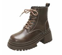Uwdiohq Bottes À Glissière Latérale pour Femmes Bottines Courtes Chaussures Dames Décontractées Blanches Talons Boots Femme Botine. Fourrees Womens Cuir Hiver Imperméable Plateforme Plates