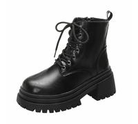 Uwdiohq Bottes À Glissière Latérale pour Femmes Bottines Courtes Chaussures Dames Décontractées Blanches Talons Boots Femme Botine. Fourrees Womens Cuir Hiver Imperméable Plateforme Plates