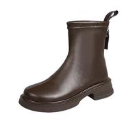 Uwdiohq Bottes À Glissière Latérale pour Femmes Bottines Courtes Chaussures Dames Décontractées Range De Place Boite (Brown, 41) Bottine Femme Fourrees Cuir Plates Hiver Imperméable Talon Boots