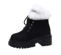 Uwdiohq Bottes d'hiver pour Femmes, Nouvelles Courtes Chaudes À Semelle Épaisse Doublées en Polaire, Chaussons Chaussettes Hautes Blanches Homme (Black, 42) Bottines Femme Femmes Bottine Cuir