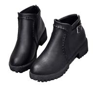 Uwdiohq Bottines À Fermeture Éclair Latérale pour Femmes, Courtes, Chaussures Dames, Décontractées Blanches Femmes Talons Femme Plates Boots Plateforme Cuir Hiver Imperméable Fourrees Bottine
