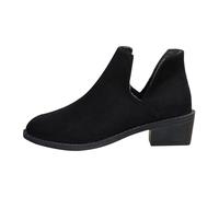 Uwdiohq Bottines Courtes en pour Femmes, Couleur Unie, Talon Épais, Bout Pointu, Style Romain Sandales Compensées Femmes Habillées Été (Black, 37) Bottes Femme Pieds Larges Plates Bottine Cuir