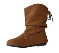 Uwdiohq Bottines Souples Rondes Grande Taille pour Femmes, Commerce Extérieur, Nouvelle Frontière Sandales Plates Habillées Argent (Brown, 41) Fourrees Femme Cuir Bottine Talon Hiver Imperméable