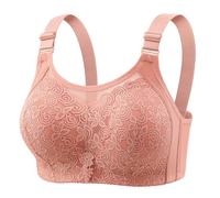 Uwdiohq Bras for Older Women Plus Size Lace Mesh Breathable Bra Full Coverage with Support Bustier Robe Grande Taille (Orange, XL) Brassiere Fille 12 Ans Micro Soutien Gorge Sport Femme Dos