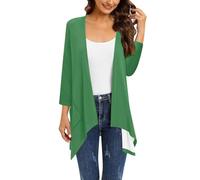 Uwdiohq Cardigan Femme Chic Et Elegant Femmes D'Été Léger Décontracté, Drapé Ouvert sur Le Devant, avec Poche Haute (Light Green, XXXXL) Tricot Gilet Long Ete Fin Été Tres Chaud Gris Ajouré