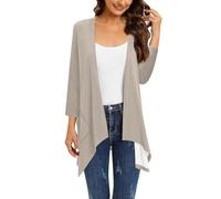Uwdiohq Cardigan Femme Chic Et Elegant Femmes D'Été Léger Décontracté, Drapé Ouvert sur Le Devant, avec Poche Haute (Khaki, M) Rouge Gilet Cache Coeur Long Leger Bouton Blanc Fin Ete Noir