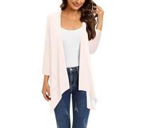 Uwdiohq Cardigan Femme Chic Et Elegant Femmes D'Été Léger Décontracté, Drapé Ouvert sur Le Devant, avec Poche Haute (Beige, XXXXL) Long Gilet Cachemire Chaud Leger Col V Beige Fin Noir Marron