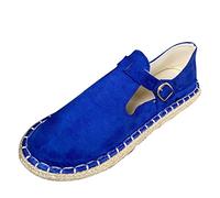 Uwdiohq Casual Solid Shoes Fashion Flat Plus Sandales En Daim À Boucle Pour Femmes Taille Chausson Fantaisie Été (Blue, 39) Sandale Minceur Femme Confortable Chaussures Scratch De Marche