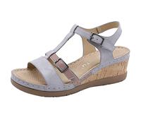 Uwdiohq Chaussures Ville Sandale Et Nu-Piedsfemme Color Buckle Sandals Rondes Head Roman Matching Women'S (Grey, 38) Femme Sandales Cuir Été Confortable De Randonnée Aponévrosite Espadrilles