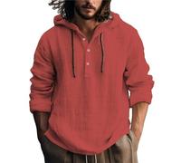 Uwdiohq Chemise À Capuche en Coton Imprimé pour Hommes, Printemps Été Automne, Manches Longues, Couleur Unie Lourde (Watermelon Red, M) Homme Lin Courtes Grande Taille Chemisette Baseball Femme