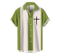 Uwdiohq Chemise À Manches Courtes Confortable Et Colorée pour Homme (F, XXXL) Lin Manche Courte Grande Taille Vetement Mode Anti UV Fleur Mao sans Repassage Longue Tahitienne Patron Rayée