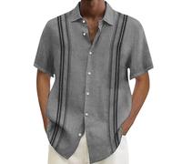 Uwdiohq Chemise en Lin Homme Chemise Homme Manches Courtes Été Noire Manche Courte Mode Baseball Fluo Jabot Velours Vert d'eau F1 Militaire Chemises Grandes Tailles Plastique Luxe Bouton Pression