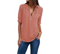 Uwdiohq Chemise Femme Longue Blouse Femme Ete Chemise Col Mao Double Gaze Ensemble Pantalon Blanche Manches Bouffantes Broderie Anglaise Voile De Coton Violet Cool Chemisier Manche Courte Beige