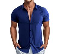 Uwdiohq Chemise Lin Homme Manches Courtes Courtes, Décontractées, Boutonnées, Froissées, Coupe Cintrée Ete 4XL Blanche Manche Courte Chemisette Anti Transpiration A Fleur Grand Père Jabot