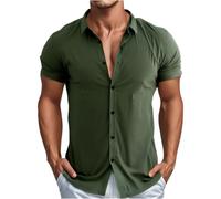Uwdiohq Chemise Lin Homme Manches Courtes Courtes, Décontractées, Boutonnées, Froissées, Coupe Cintrée Ete 4XL Blanche Manche Courte Chemisette Anti Transpiration A Fleur Grand Père Jabot