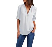 Uwdiohq Chemisier Blanc Femme Chemise Femme Blanche Blouse Femm Top Manches Longues Cowboy À Nouer Pastel Printemps Voile De Coton Chemisiers Et Blouses en Lin Chemisier Blanc