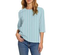 Uwdiohq Chemisiers à Manches 3/4 pour Femmes, t-Shirts décontractés col du Cou Les fêtes Chandails pour Femmes Grande Taille Zippés (Light Blue, M) Chemisier Femme Chic Ensemble Femme Chic Et