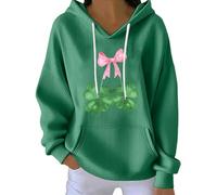 Uwdiohq Comfortable and Casual Long Sleeved Fashionable Hooded Printed Sweatshirt Robe en (Green, M) Pull Kawaii sans Manche Femme Col V Pullover Cachemire Court De Noel Sexy Chat Fin Sweet